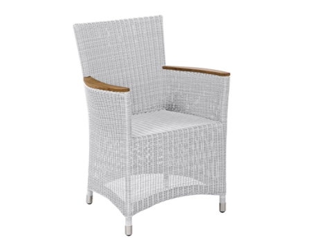 Zebra Loomus Sessel Silk White mit Teakarmlehnen