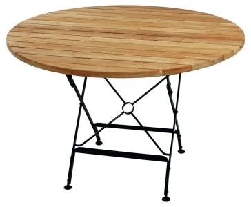 Zebra Florence Klapptisch rund 115cm gro&szlig; aus Teak und Flachstahl