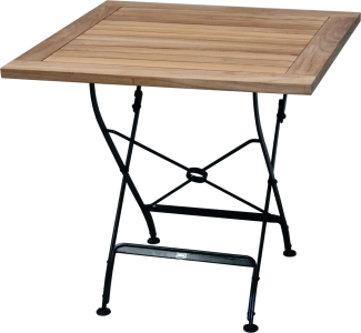Zebra Florence Klapptisch quadratisch 80x80cm Teak und Flachstahl
