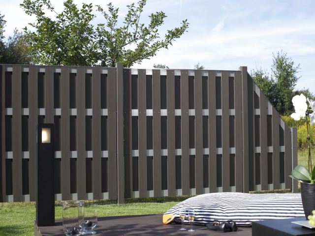 Zaun Jumbo WPC Alu Design anthrazit-silber 2127 - 179x95cm