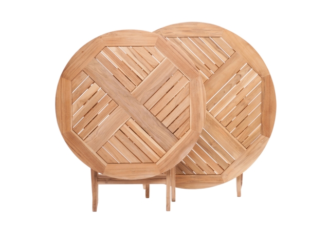 Zebra Poker rund Tisch 110x74cm rund aus Teakholz