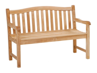 Zebra Yachtclub Pagodenbank 130cm aus Teakholz R&uuml;ckenlehne mit Bogen