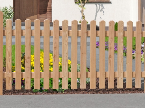 Vorgartenzaun Genua aus L�rche 180x80cm mit gerundeten K�pfen