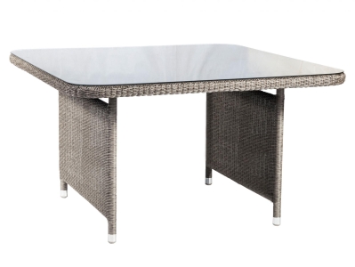 Alexander Rose Monte Carlo Tisch 130x130cm Geflecht Grau, mit Glasplatte