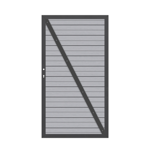 System WPC Tor grau 2581, DIN rechts - 98x180cm