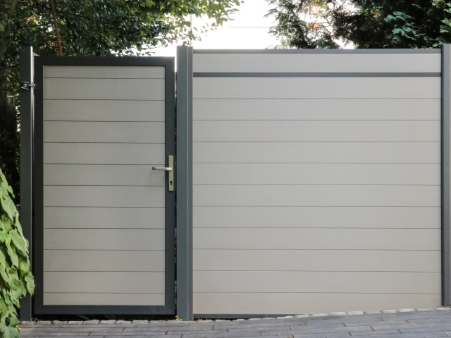 System WPC Tor grau 2581, DIN rechts - 98x180cm