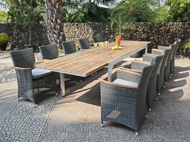 Zebra Gartenm�bel-Set Kubex aus recyceltem Teak -Status Sessel grau -1
