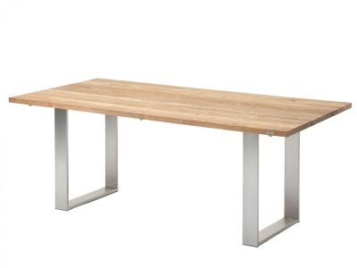 Niehoff Noah Tisch 160x95cm, Profilkufe Edelstahl, Tischplatte Teak