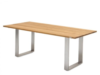 Niehoff Noah Tisch 180x95cm, Profilkufe Edelstahl, Tischplatte Teak
