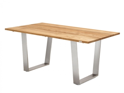 Niehoff Noah Tisch 180x95cm, Trapezkufe Edelstahl, Tischplatte Teak