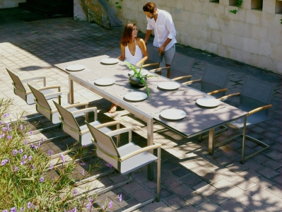 Zebra Gartenm&ouml;bel-Set Kubex HPL 190-300x100cm - Setax Swing midnight grey