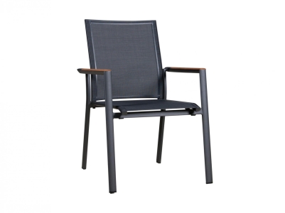 Zebra Fly Sessel Aluminium graphite, Armlehnen Teak