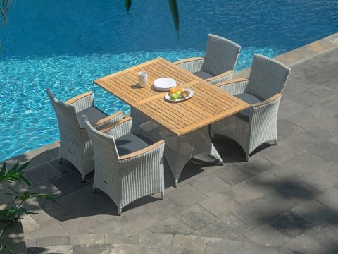 Zebra Loomus Relax-Sessel Silk White mit verstellbarem R�ckenteil und Teak-Armlehnen