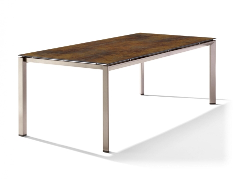 Sieger Gartentisch 220x100cm Polytec Bronze-Gestell Champagner