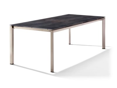 Sieger Gartentisch 220x100cm Polytec Zement anthrazit-Gestell Champagner