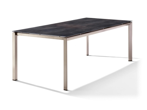 Sieger Gartentisch 220x100cm Polytec Zement anthrazit-Gestell Champagner