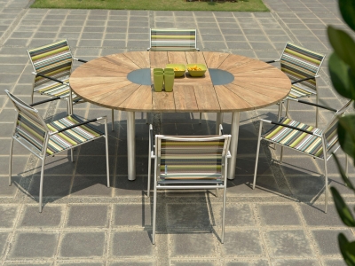 Zebra Gartenm&ouml;bel-Set Catax recyceltem Teak - Rovex stripe