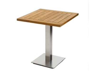 Niehoff Bistro Tisch quadratisch 95x95cm Teak ge&ouml;lt, Gestell Edelstahl