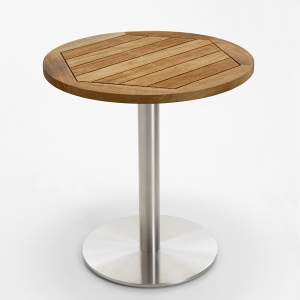 Niehoff Bistro Tisch rund 95cm, Teak ge&ouml;lt, Edelstahl-Gestell