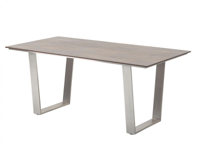 Niehoff Noah Tisch 220x95cm, Trapezkufe Edelstahl, HPL Tischplatte