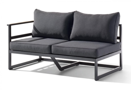 Sieger Sydney 2-Sitzer Sofa Armlehne links Aluminium eisengrau inkl. Polster