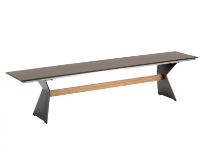Niehoff Nero Bank 180cm, HPL Sitzfl&auml;che, Stahl Wange mit Teakholz-Steg