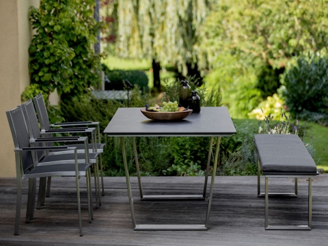 Niehoff Nemo HPL-Bank 220cm, Gestell Edelstahl