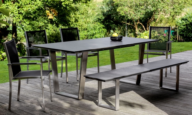 Niehoff Nemo HPL-Bank 220cm, Gestell Edelstahl