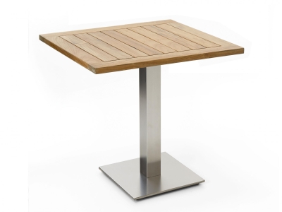 Niehoff Bistro Tisch quadratisch 81x81cm, Teak recycled, Edelstahl-Gestell