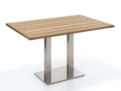 Niehoff Bistro Tisch rechteckig 140x95cm Teak recycelt, Gestell Edelstahl
