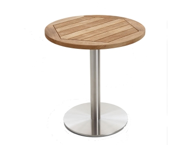 Niehoff Bistro Tisch rund 125cm rund Teak recycelt, Edelstahl-Gestell