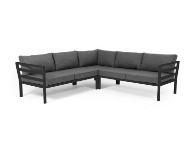 Brafab Weldon Eck-Loungeset 226x226cm, Aluminium schwarz, inkl. Polster grau