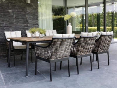 Apple Bee Milou Dining-Set 2 schwarz Tisch 240x100cm mit 6 Sesseln Apple Bee Milou Dining-Set 2 schwarz Tisch 240x100cm mit 6 Sesseln