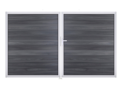 GrojaSolid BPC Steckzaun Doppeltor DIN Links Sonderbreite H:180cm steingrau EV1 GrojaSolid BPC Steckzaun Doppeltor DIN Links Sonderbreite H:180cm steingrau EV1