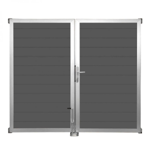 GrojaLumino Alu Steckzaun Doppeltor DIN Links Sonderbreite H:180cm anthrazit EV1