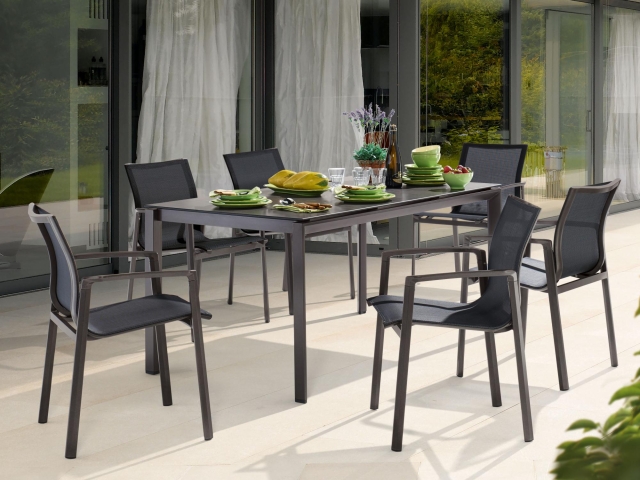 Sieger Bozen Gartenm�bel-Set, Aluminium eisengrau, 8-teilig