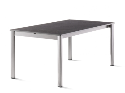 Sieger Exclusiv-Ausziehtisch 165-225-285x95cm, Alu graphit- Vivodur Tischplatte Schiefer