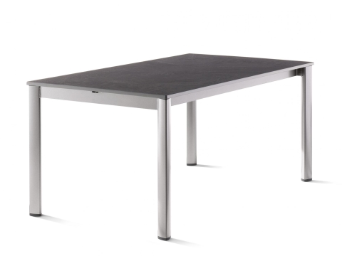 Sieger Exclusiv-Ausziehtisch 165-225-285x95cm, Alu graphit- Vivodur Tischplatte Schiefer