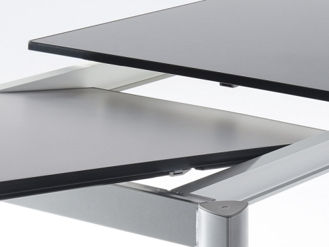 Sieger Exclusiv-Ausziehtisch 165-225-285x95cm, Alu graphit- Vivodur Tischplatte Schiefer