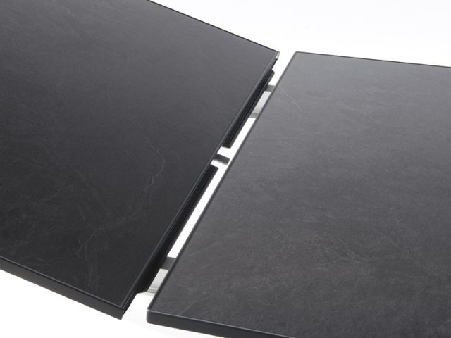 Sieger Exclusiv-Ausziehtisch 165-225-285x95cm, Alu graphit- Vivodur Tischplatte Schiefer