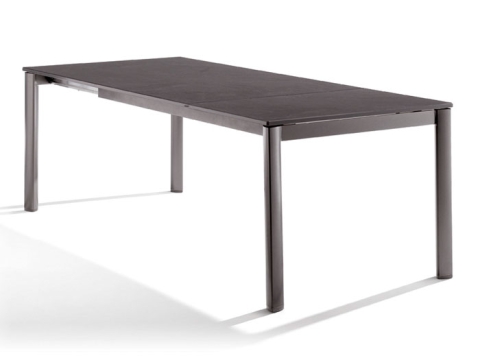 Sieger Exclusiv-Ausziehtisch 165-225-285x95cm, Alu eisengrau Vivodur Tischplatte Schiefer