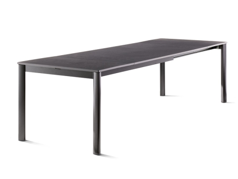 Sieger Exclusiv-Ausziehtisch 165-225-285x95cm, Alu eisengrau Vivodur Tischplatte Schiefer