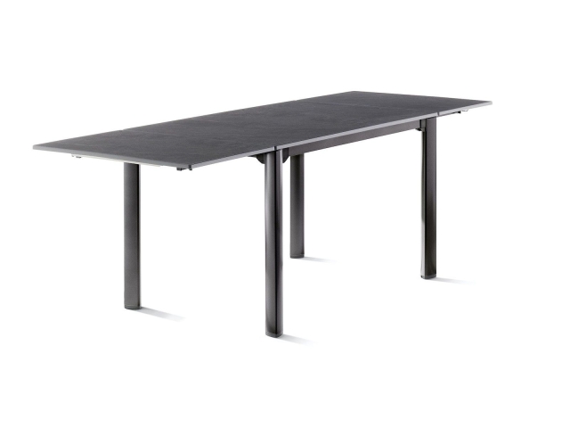 Sieger Exclusiv-Tisch verl�ngerbar 120-170-220x80cm, Alu eisengrau Vivodur Tischpl. Schiefer