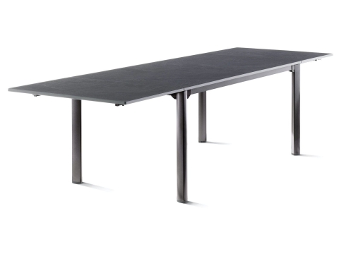 Sieger Exclusiv-Tisch verl�ngerbar 165-225-285x95cm, Alu eisengrau Tischpl. Vivodur Schiefer