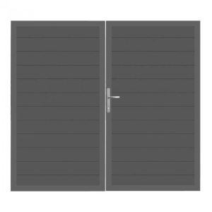 GrojaLumino Alu Steckzaun Doppeltor DIN Links Sonderbreite H:180cm anthrazit DB703