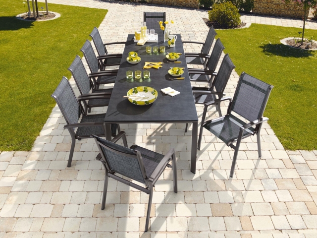 Sieger Calvi Gartenm�bel-Set, Aluminium eisengrau 12-teilig