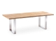 Niehoff Solid Teak Baumkantentisch 220x95cm, Profilkufe Edelstahl