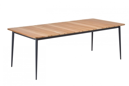 Niehoff Luna Tisch 220x95cm, Gestell Aluminium anthrazit, Tischplatte Teak natur