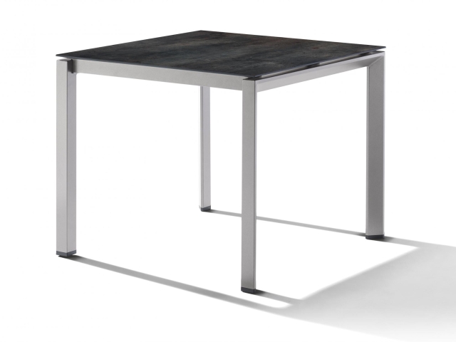 Sieger Gartentisch 90x90cm Polytec Zement anthrazit-Gestell Graphit