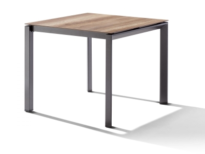Sieger Gartentisch 90x90cm Polytec Eiche hell-Gestell Eisengrau